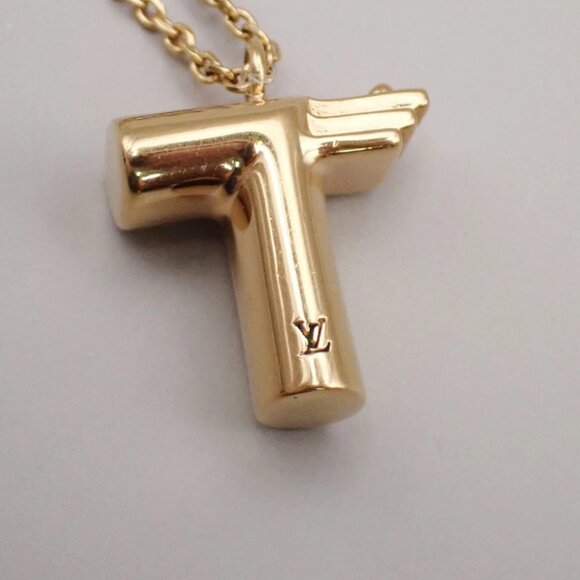 LOUIS VUITTON Logo LV&ME Chain Long Necklace T Motif Gold M61075 Italy 30KB174 - Picture 8 of 14